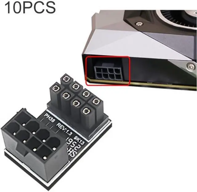 Main image of 10 PCS ATX 8Pin Female to 8Pin Male 180 Degree Angled Adapter , Model: PH38A