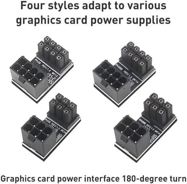 Alt view image 2 of 4 - 10 PCS ATX 8Pin Female to 8Pin Male 180 Degree Angled Adapter , Model: PH38A