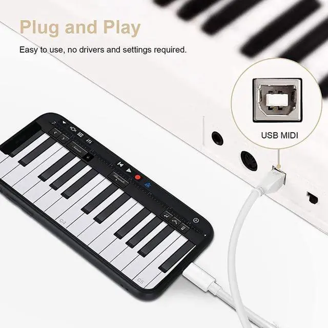 Alt view image 3 of 7 - 1m 8 Pin to USB + MIDI Electronic Music Instrument & OTG & Charging Multifunctional Cable Compatible with above iOS 10.3.2