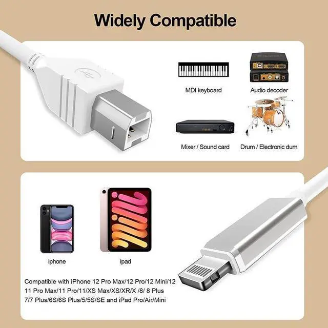 Alt view image 4 of 7 - 1m 8 Pin to USB + MIDI Electronic Music Instrument & OTG & Charging Multifunctional Cable Compatible with above iOS 10.3.2
