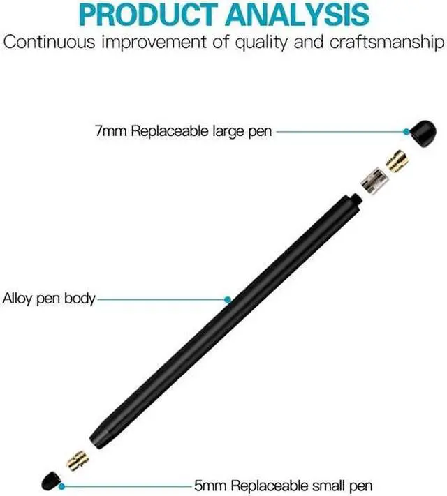 Alt view image 3 of 6 - Universal Two-end Rubber Nibs Capacitive Stylus Pen with Magnetic Cap
