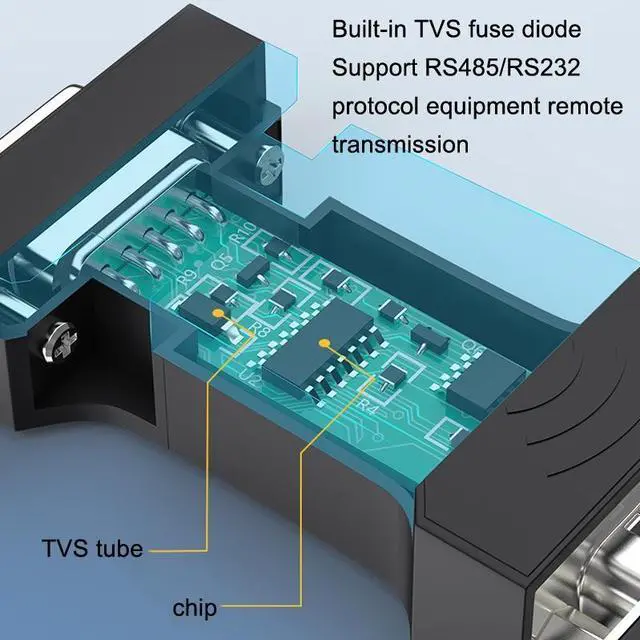 Alt view image 4 of 6 - DTECH DT-9000 Passive Bidirectional RS232 To RS485 Serial Communication Protocol Module Converter