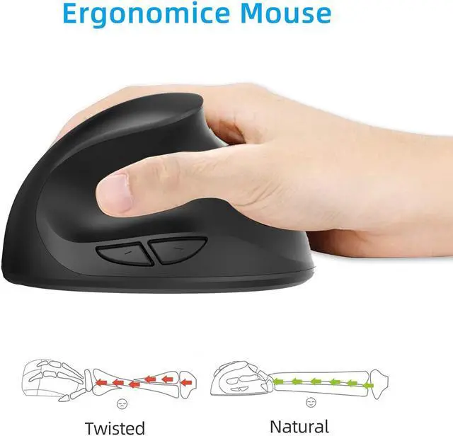 Alt view image 3 of 6 - X10 2.4G Wireless Rechargeable Vertical Ergonomic Gaming Mouse