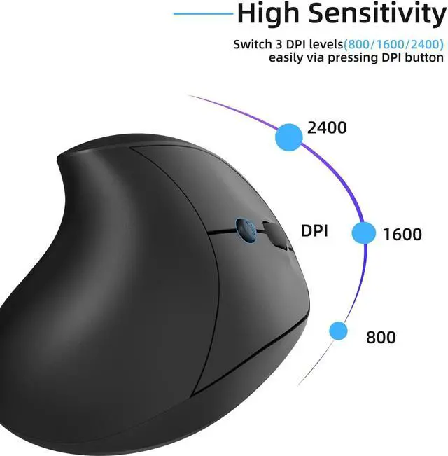 Alt view image 4 of 6 - X10 2.4G Wireless Rechargeable Vertical Ergonomic Gaming Mouse