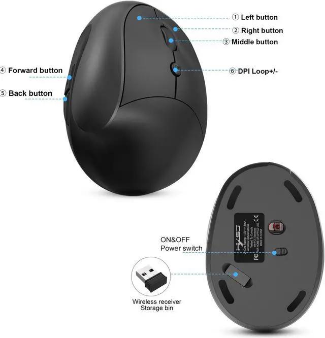 Alt view image 5 of 6 - X10 2.4G Wireless Rechargeable Vertical Ergonomic Gaming Mouse