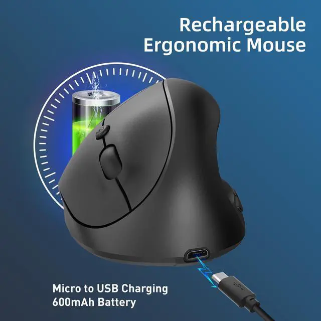 Alt view image 6 of 6 - X10 2.4G Wireless Rechargeable Vertical Ergonomic Gaming Mouse