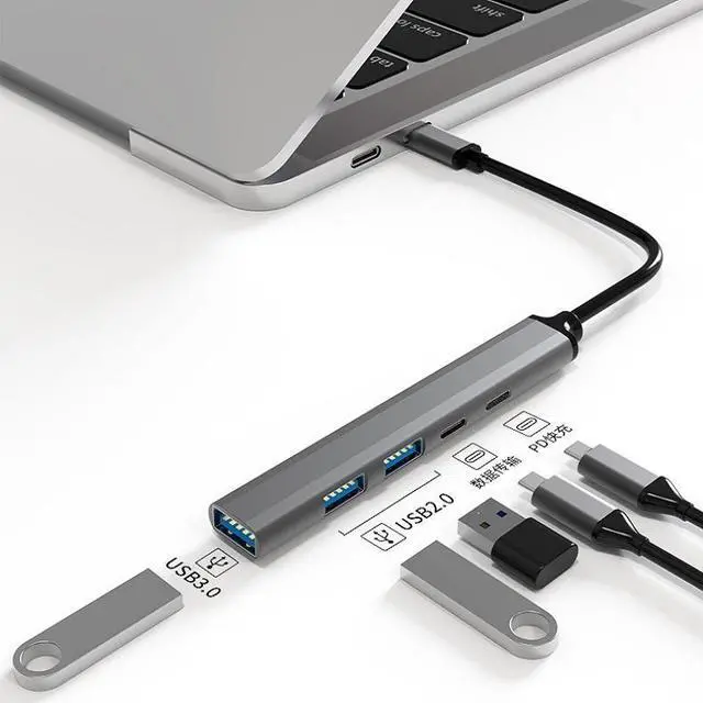 Alt view image 3 of 6 - U5 Type-C Extender USB3.0 Splitter Multi-Port Expansion Dock, Number of interfaces: 5 in 1 (USB)