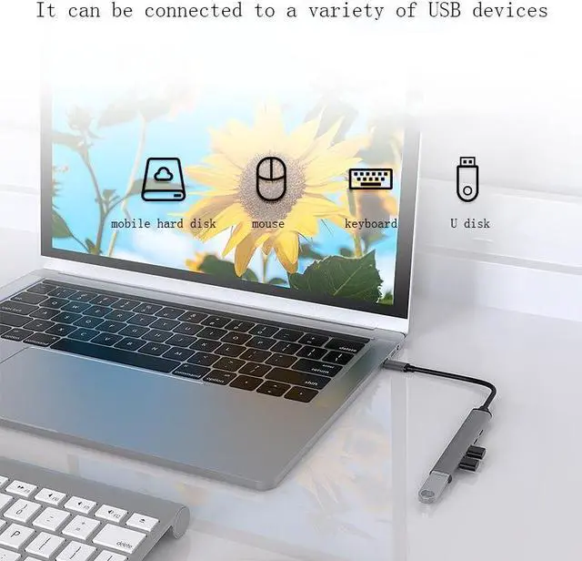 Alt view image 6 of 6 - U5 Type-C Extender USB3.0 Splitter Multi-Port Expansion Dock, Number of interfaces: 5 in 1 (USB)
