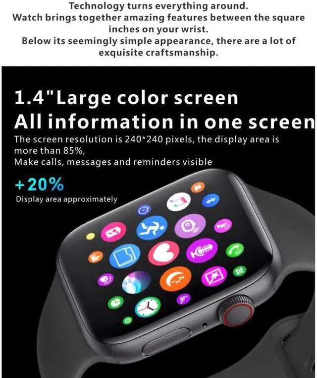 Alt view image 2 of 7 - H55Pro 1.4 inch TFT Screen Smart Bluetooth Watch, Support Sleep Monitor / Heart Rate Monitor / Blood Pressure Monitor, Style: Steel Strap (Black)