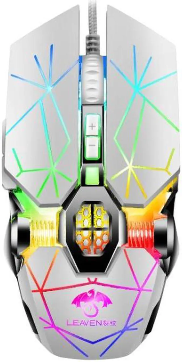 Main image of LEAVEN 7 Keys 4000DPI USB Wired Computer Office Luminous RGB Mechanical Gaming Mouse, Cabel Length:1.5m, Colour: S30 White S30 White