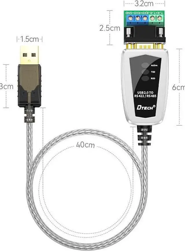 Alt view image 2 of 7 - DTECH DT-5119 0.5m USB To RS485/422 Industrial Converter Serial Line Communication Adapter