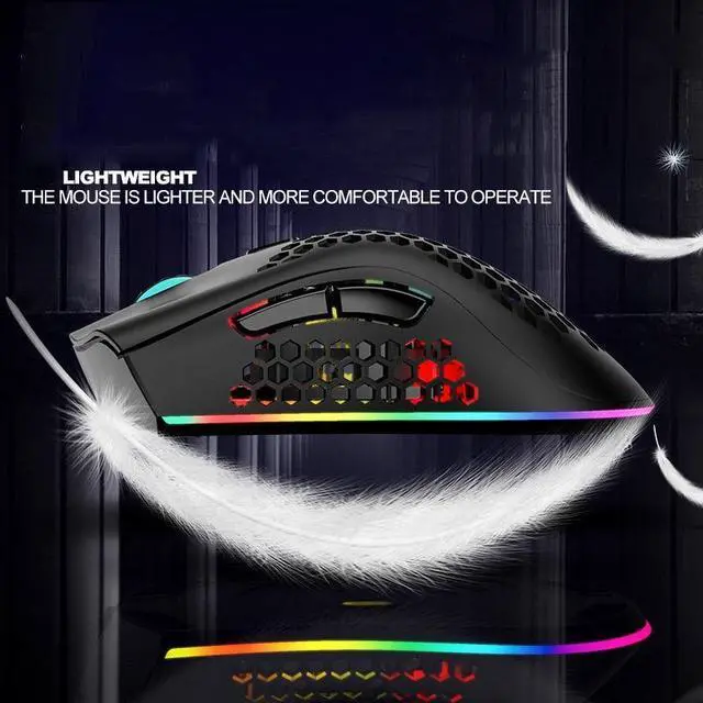 Alt view image 3 of 6 - K-Snake BM600 1600 DPI 7-keys Hollow Lightweight Wireless Charging RGB Colorful Gaming Mouse