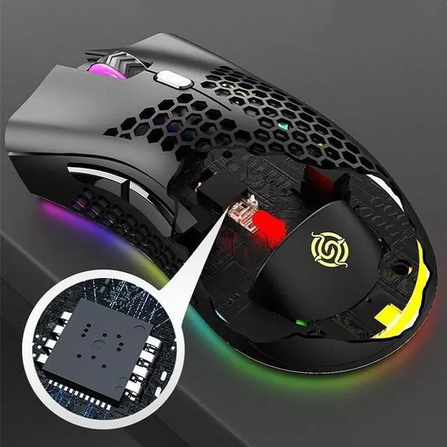 Alt view image 4 of 6 - K-Snake BM600 1600 DPI 7-keys Hollow Lightweight Wireless Charging RGB Colorful Gaming Mouse