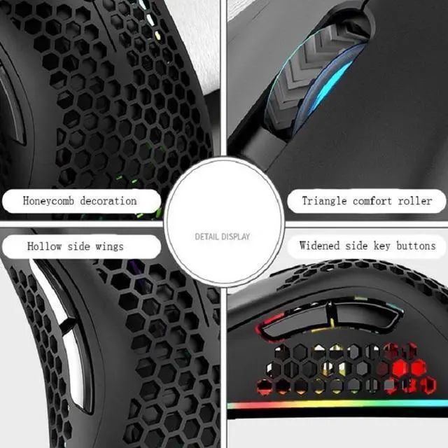Alt view image 6 of 6 - K-Snake BM600 1600 DPI 7-keys Hollow Lightweight Wireless Charging RGB Colorful Gaming Mouse