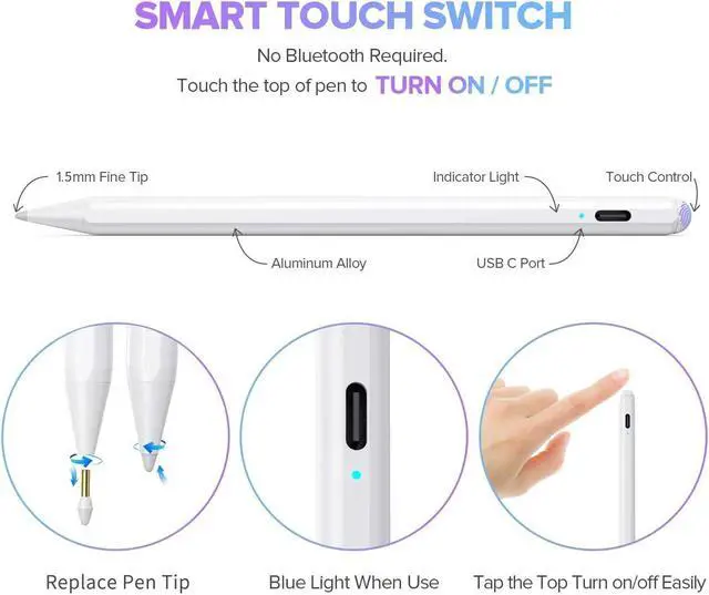 Alt view image 4 of 6 - YP0016 Anti-mistouch Magnetic Capacitive Stylus Pen for iPad