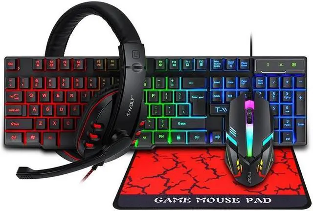 Alt view image 2 of 5 - T-WOLF TF-800 4 in 1 Gaming Luminous Keyboard Mouse Headset Set
