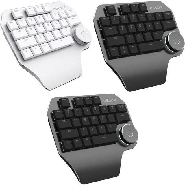 Alt view image 2 of 4 - DELUX T11 29 Keys Single-Hand Keyboard Shortcut Key Speech Tool Flat Keyboard, Colour: Black
