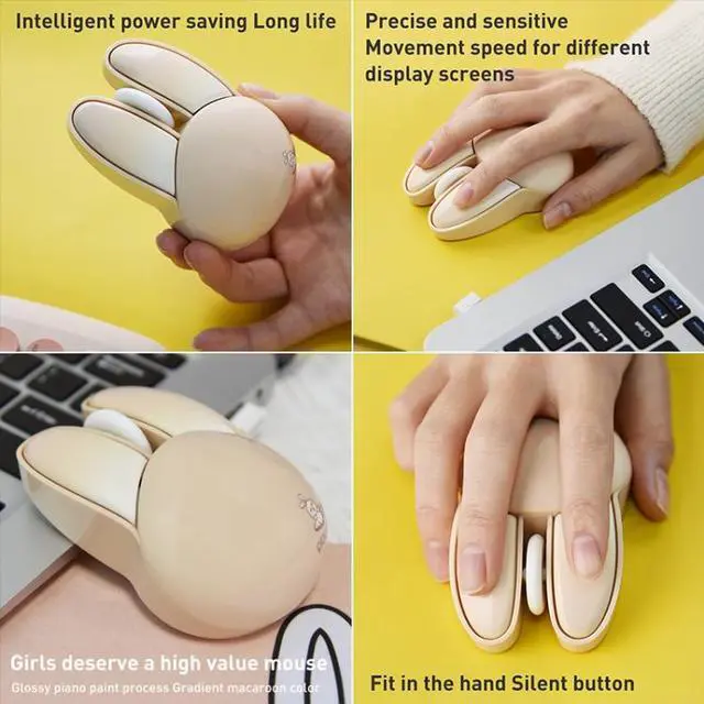 Alt view image 4 of 5 - MOFii M6 Rabbit Shape 2.4G Wireless Mute Mouse (Yellow)