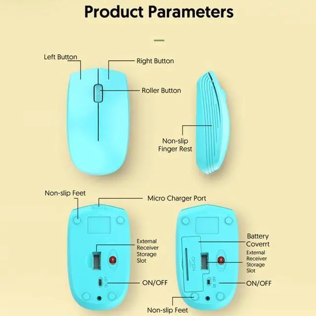 Alt view image 5 of 5 - 811 3 Keys Laptop Mini Wireless Mouse Portable Optical Mouse, Spec: Double Model (Pink)