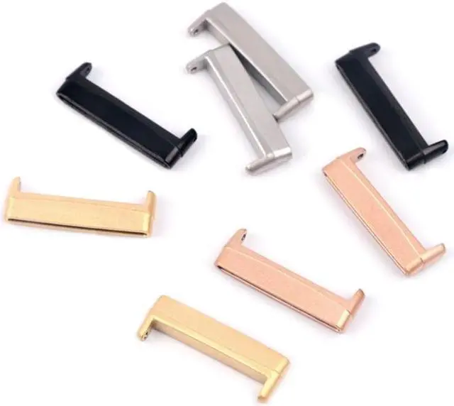 Alt view image 2 of 5 - For Fitbit Versa 4 / Sense 2 1 Pair Universal Metal Watch Band Connectors(Black)