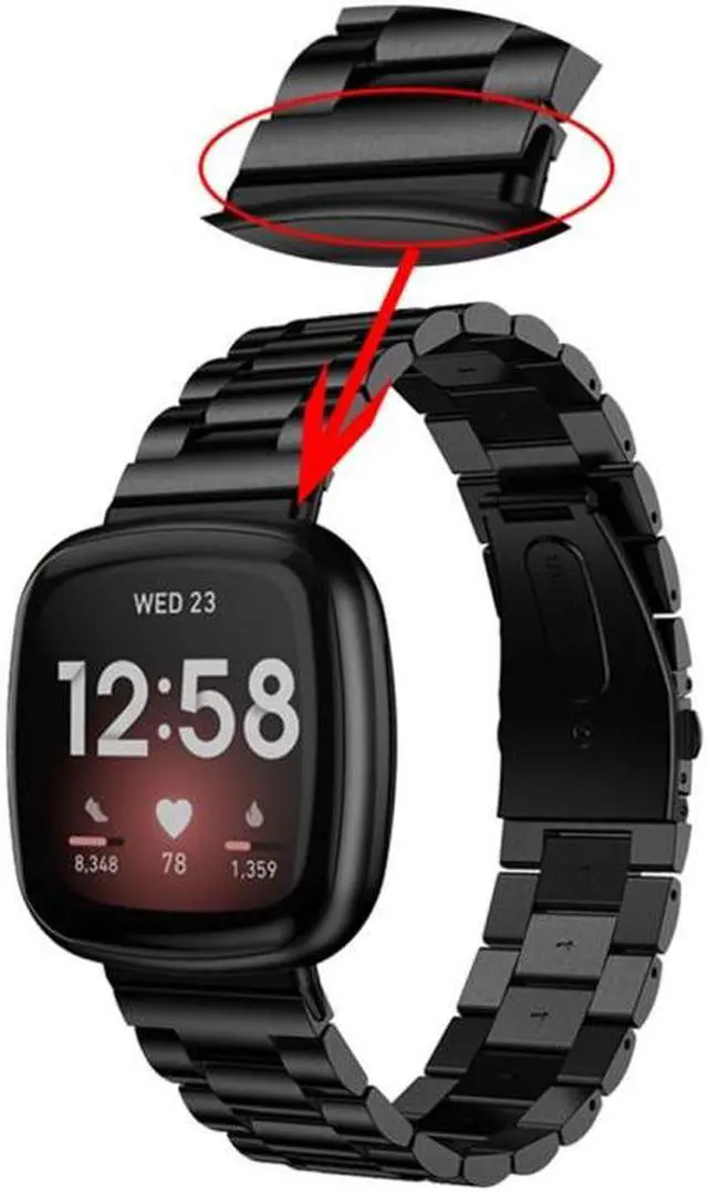 Alt view image 4 of 5 - For Fitbit Versa 4 / Sense 2 1 Pair Universal Metal Watch Band Connectors(Black)