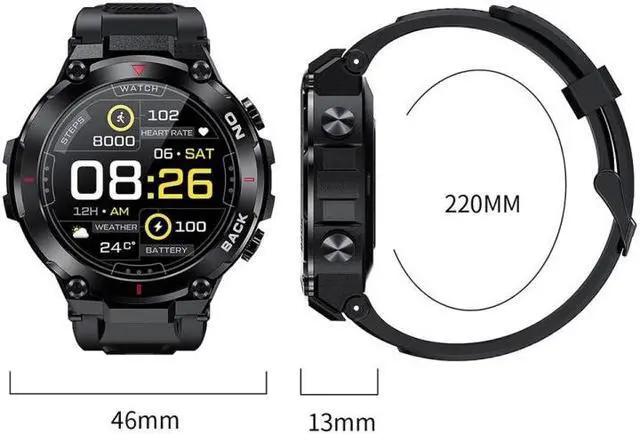Alt view image 3 of 7 - K37 1.32 Inch Heart Rate Monitoring Smart Watch With GPS Positioning Function (Black)