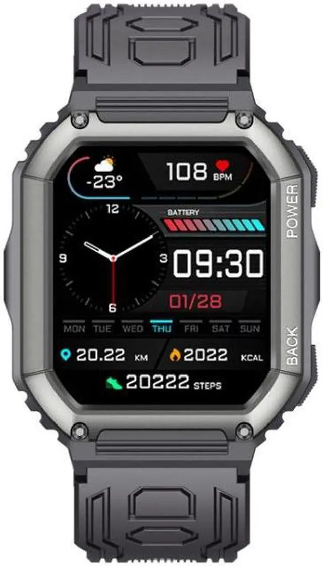 Main image of KR06 1.8 Inch Heart Rate Blood Pressure Monitoring Smart Calling Watch (Black)