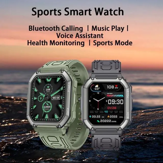 Alt view image 2 of 7 - KR06 1.8 Inch Heart Rate Blood Pressure Monitoring Smart Calling Watch (Black)
