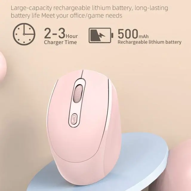 Alt view image 6 of 7 - M107 4-buttons 1600 DPI 2.4GHz Wireless Mouse, Battery Version (Pink)