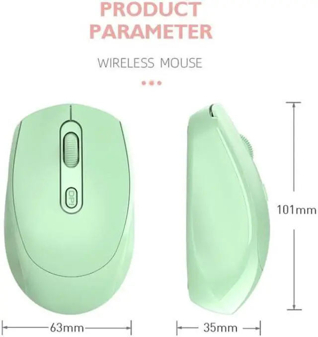 Alt view image 3 of 7 - M107 4-buttons 1600 DPI 2.4GHz Wireless Mouse, Battery Version (Pink)