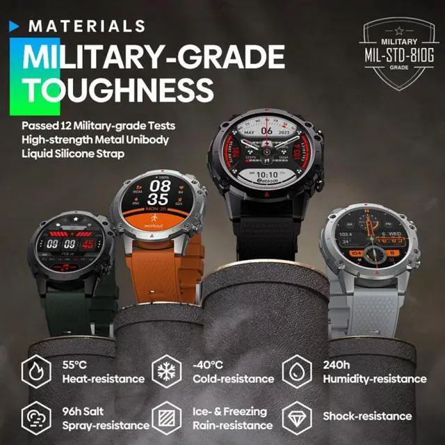 Alt view image 3 of 7 - Zeblaze Vibe 7 Lite 1.47 inch IPS Screen 3 ATM IP69K Waterproof Smart Watch, Support Voice Call / Health Monitoring (Black)
