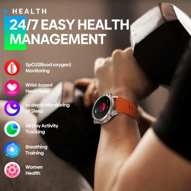 Alt view image 7 of 7 - Zeblaze Vibe 7 Lite 1.47 inch IPS Screen 3 ATM IP69K Waterproof Smart Watch, Support Voice Call / Health Monitoring (Black)