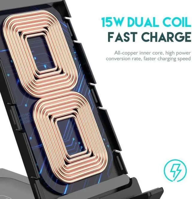 Alt view image 4 of 7 - D2 15W Max 6 in 1 Multifunction Fast Wireless Charger Holder (Black)