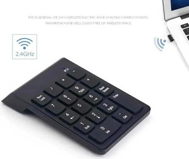 Alt view image 7 of 7 - 18 Keys 2.4GHz Mini USB Numeric Keypad Wireless Black