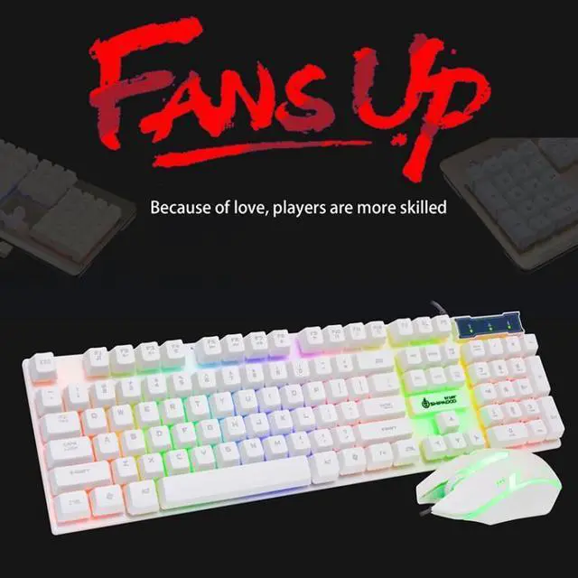 Alt view image 2 of 5 - SHIPADOO D280 Wired RGB Backlight Mechanical Feel Suspension Keyboard + 3D Cool Mouse Kit for Laptop, PC (Black)