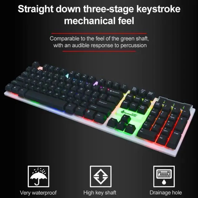 Alt view image 4 of 5 - SHIPADOO D280 Wired RGB Backlight Mechanical Feel Suspension Keyboard + 3D Cool Mouse Kit for Laptop, PC (Black)