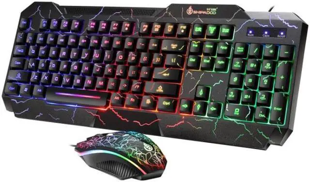 Alt view image 2 of 7 - SHIPADOO D620 104-key Wired RGB Color Cracked Backlight Gaming Keyboard Mouse Kit for Laptop, PC