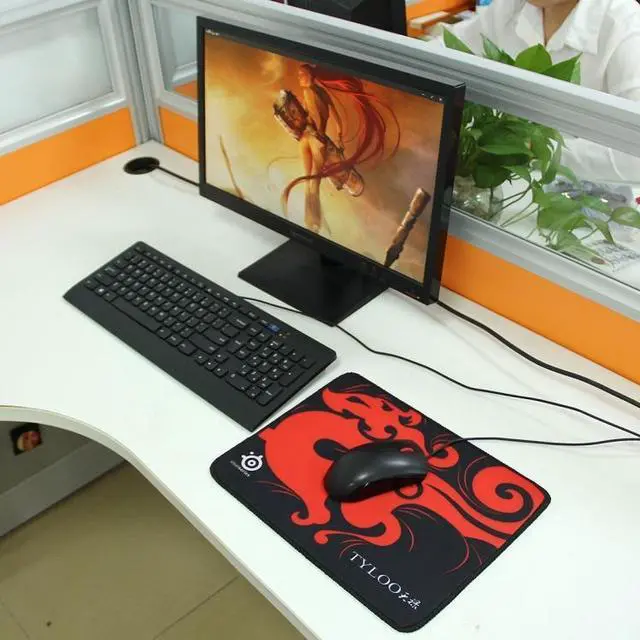 Alt view image 7 of 7 - Extended Large Slim Anti-Slip TYLOO Pattern Soft Rubber Smooth Cloth Surface Game Keyboard Mouse Pad Mat, Size: 320 x 240 x 3 mm (Style 2)