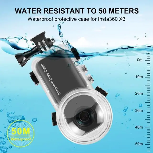 Alt view image 5 of 7 - For Insta360 X3 PULUZ Invisible Dive Case 50m Waterproof Sealed Case (Transparent)