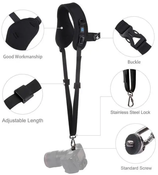 Alt view image 4 of 7 - PULUZ Quick Release Anti-Slip Soft Pad Nylon Breathable Curved Camera Strap with Metal Hook for SLR / DSLR Cameras