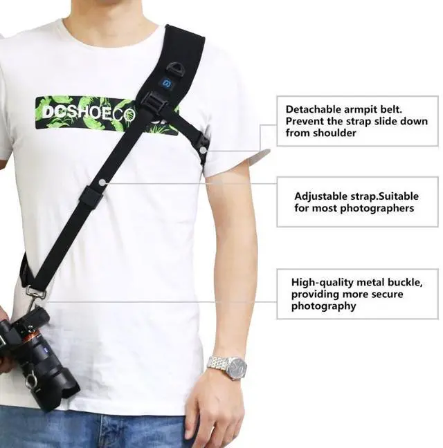 Alt view image 5 of 7 - PULUZ Quick Release Anti-Slip Soft Pad Nylon Breathable Curved Camera Strap with Metal Hook for SLR / DSLR Cameras