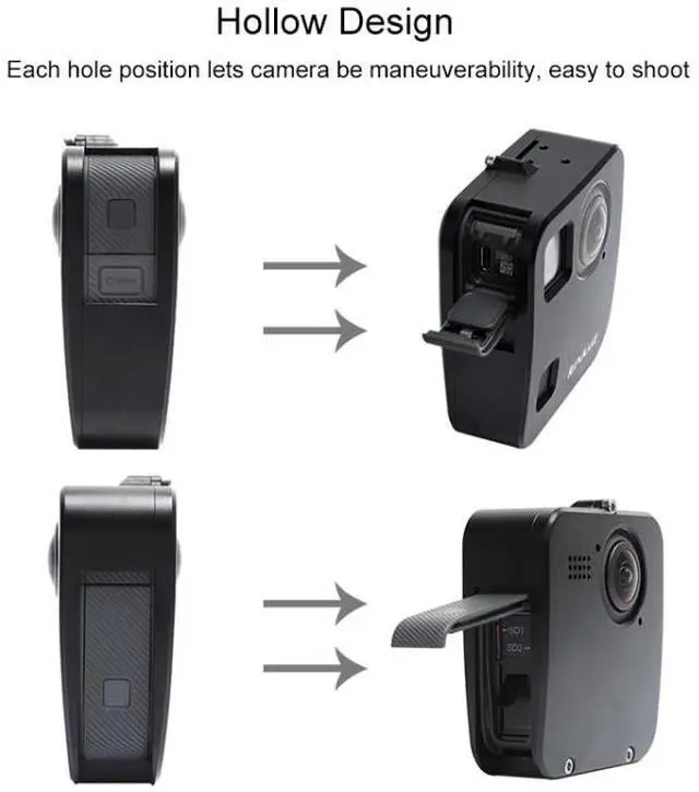 Alt view image 5 of 7 - PULUZ for GoPro Fusion Housing Shell CNC Aluminum Alloy Protective Cage with Basic Mount & Lens Caps(Black)
