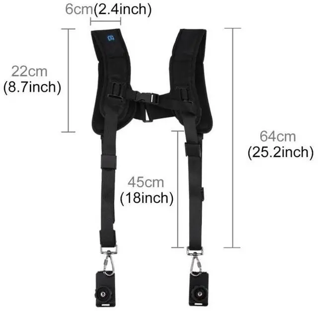 Alt view image 5 of 7 - PULUZ Quick Release Double Shoulder Harness Soft Pad Decompression Foam Strap Belt for DSLR Digital Cameras (Style 2)