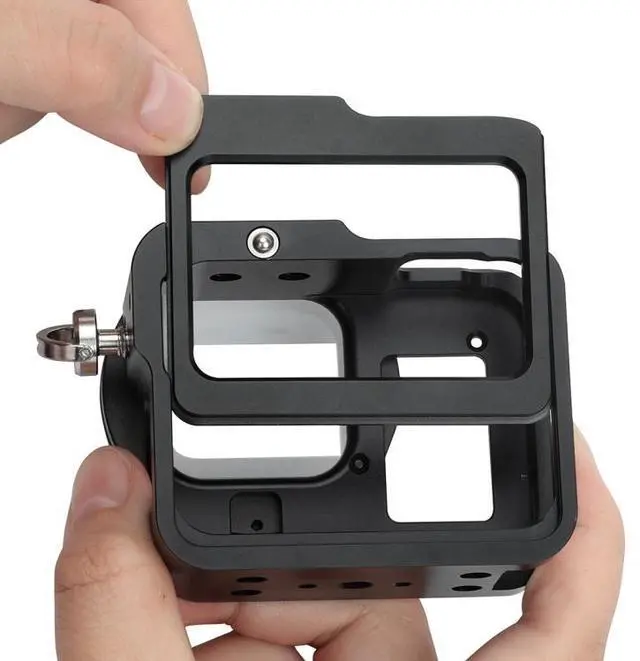 Alt view image 4 of 7 - PULUZ Housing Shell CNC Aluminum Alloy Protective Cage with Insurance Frame & 52mm UV Lens for GoPro HERO8 Black (Black)
