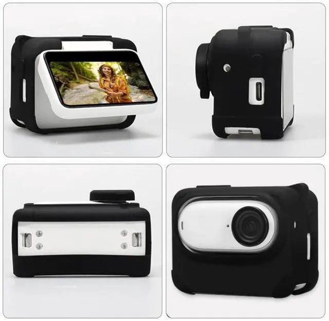 Alt view image 4 of 7 - For Insta360 GO 3 PULUZ Camera Charging Case Silicone Case with Lens Cap & Strap (Black)