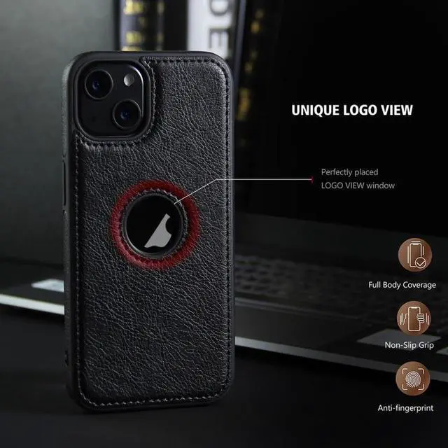 Alt view image 5 of 6 - For iPhone 15 Pro Max Leather Texture Stitching Phone Case(Black)