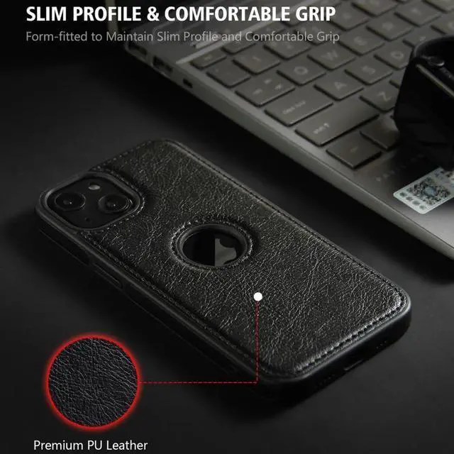 Alt view image 6 of 6 - For iPhone 15 Pro Max Leather Texture Stitching Phone Case(Black)