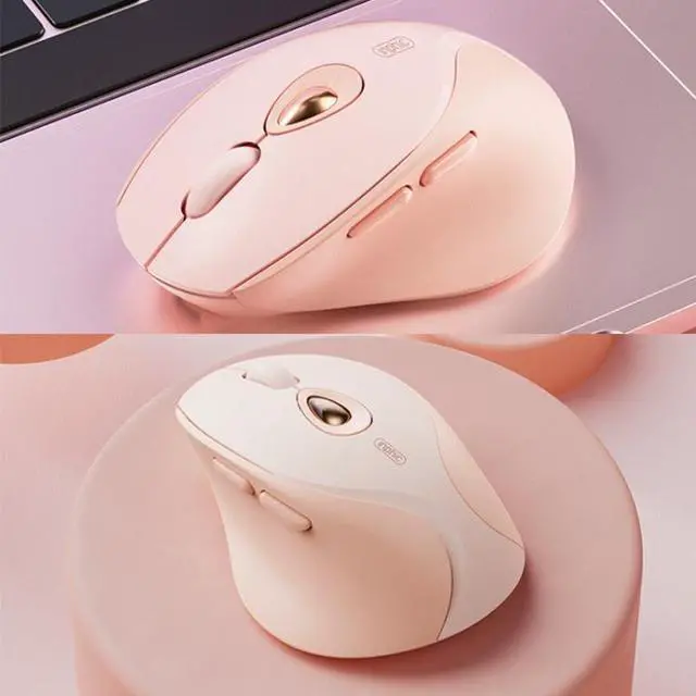 Alt view image 2 of 7 - Inphic DR801 2.4G+Bluetooth 5.0/4.0 Wireless Mouse USB Tri-Mode Mute Rechargeable Girls Office Home Gaming Mouse (Pink)