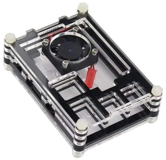 Alt view image 3 of 6 - 9 Layers Acrylic Box Shell Case with Cooling Fan for Raspberry pi 3(Black)