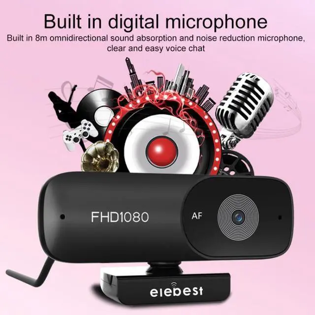 Alt view image 5 of 7 - C90 1080P HD Computer Camera Webcam (Black)